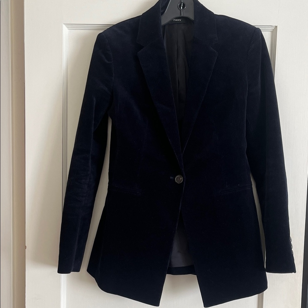Theory Navy Corduroy Blazer size 4 gorgeous